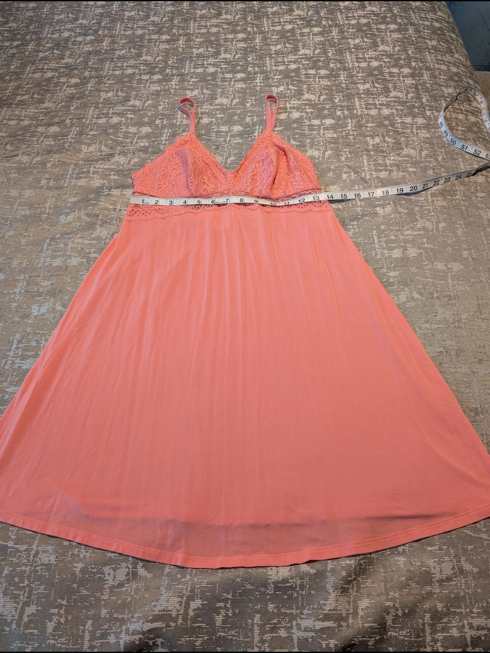 Soma Coral Cool Nights Lace-Trimmed Chemise with Matching Vanishing Edge Panty